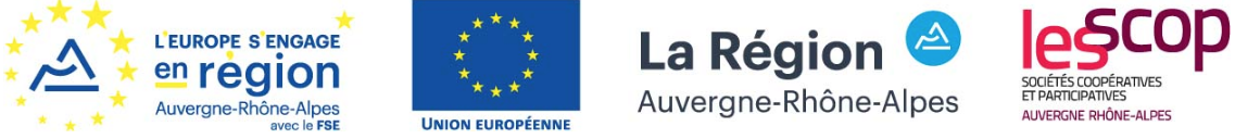 logos Union Européenne Région Auvergne-Rhône-Alpes Les Scop