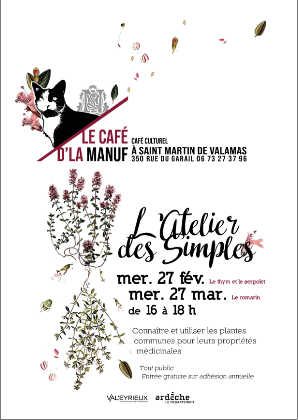 affiche Le Café d'la Manuf Saint Martin de Valamas Atelier des simples