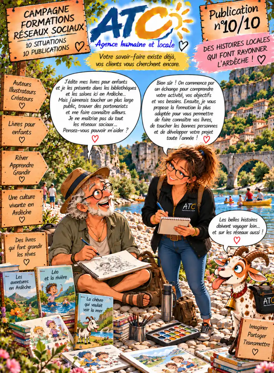 Professionnel analysant sa communication sur les réseaux sociaux avec l’accompagnement d’ATC, sud ardèche